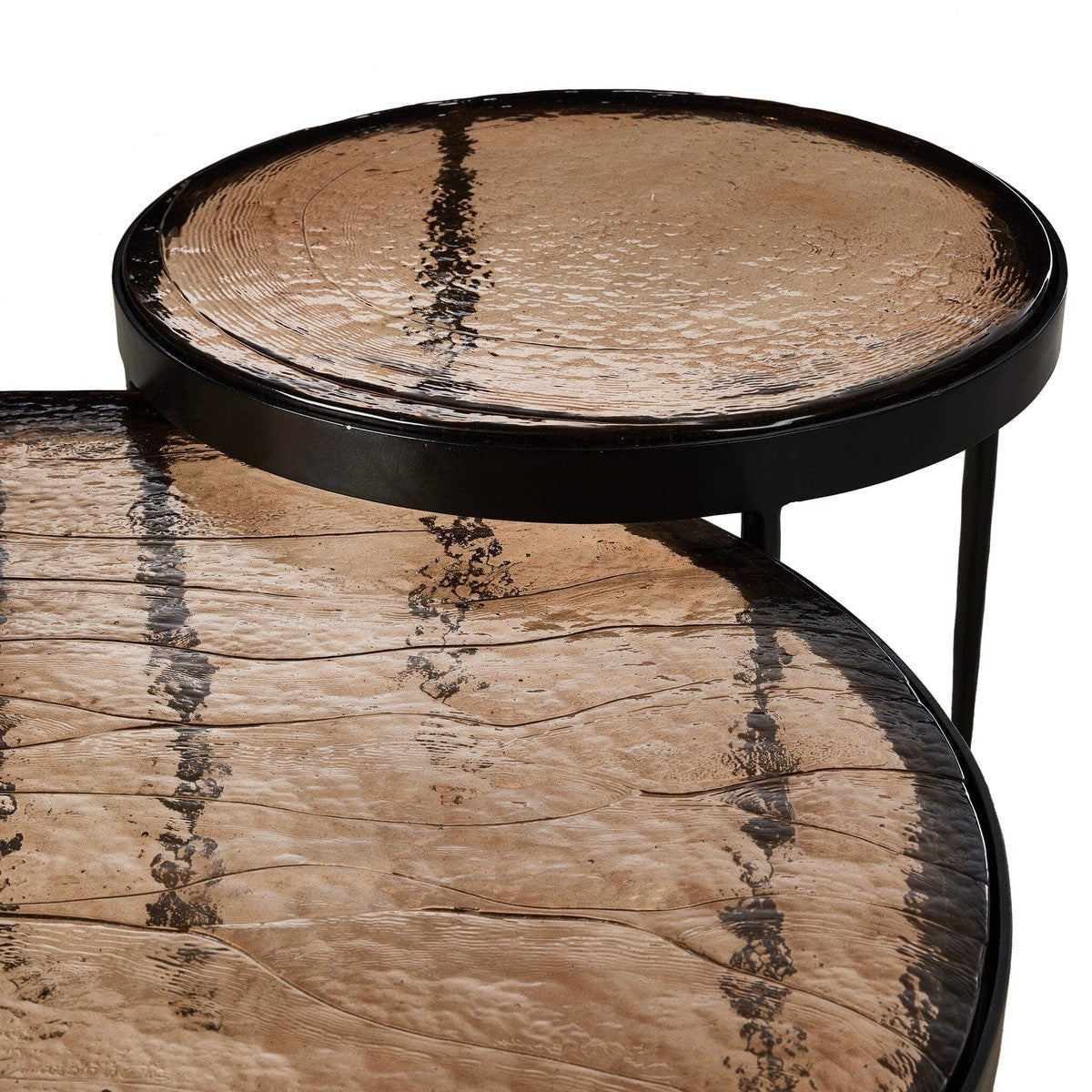 Yoko Nesting Table - Smoked Brown Cast Glass