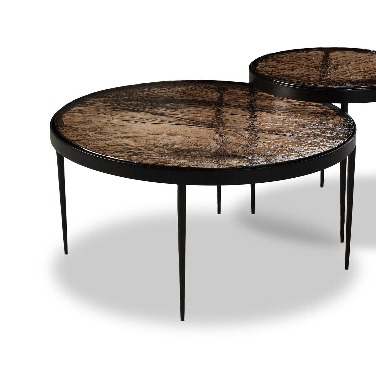 Yoko Nesting Table - Smoked Brown Cast Glass