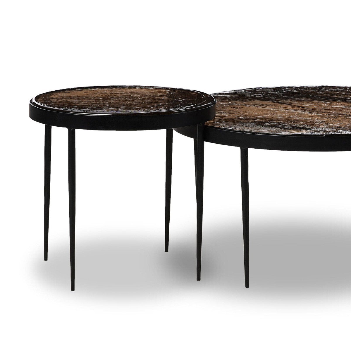 Yoko Nesting Table - Smoked Brown Cast Glass