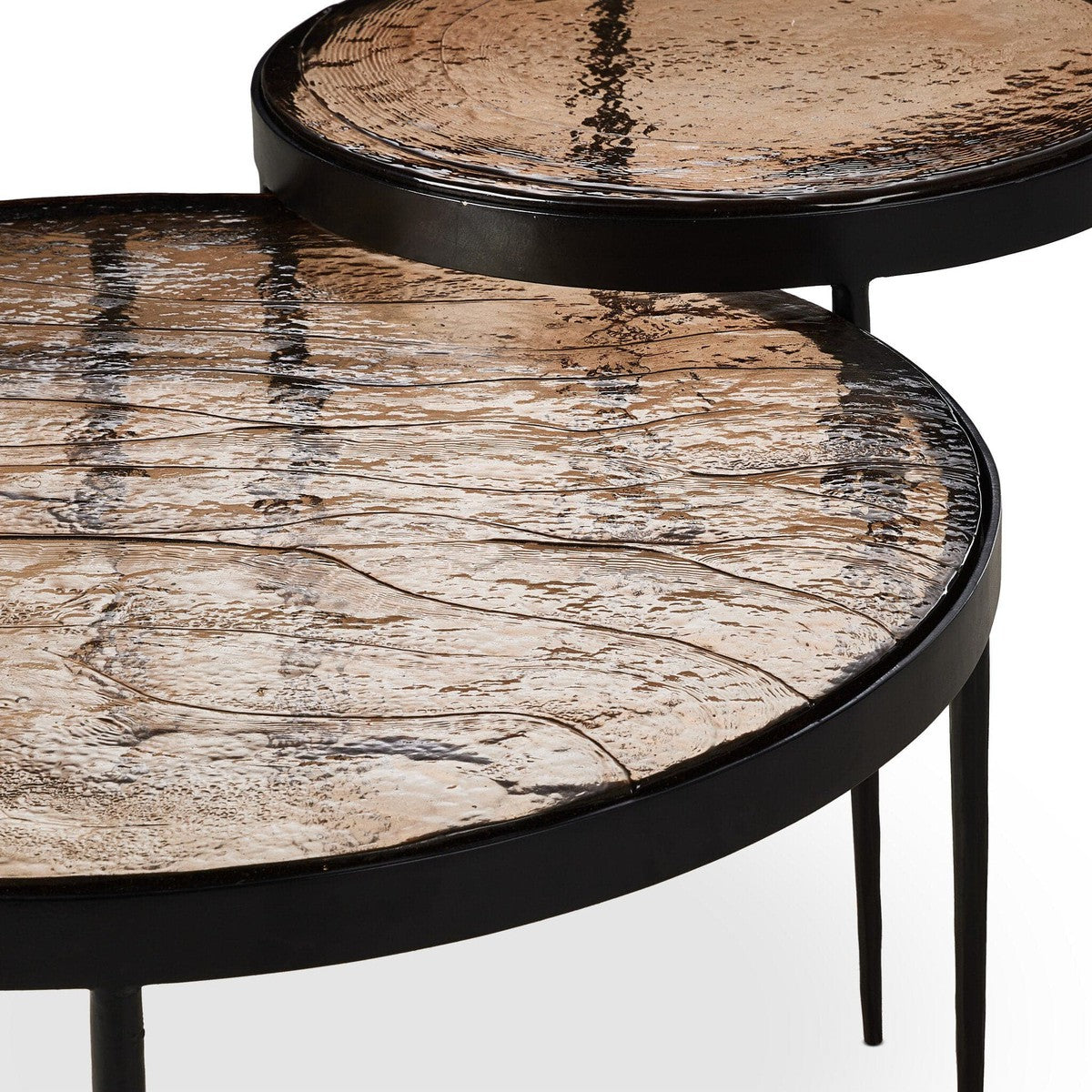 Yoko Nesting Table - Smoked Brown Cast Glass