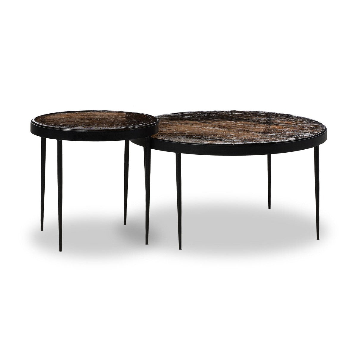 Yoko Nesting Table - Smoked Brown Cast Glass