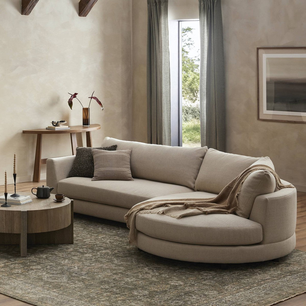 Sylvan 2-Piece Sectional - Irving Flax - Beige, Brown