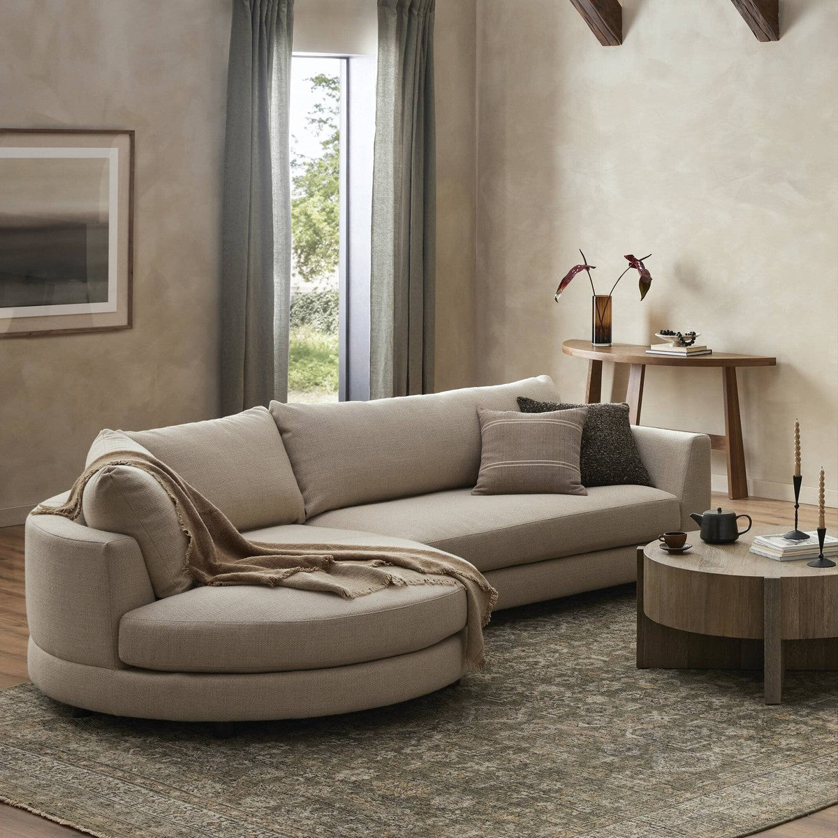 Sylvan 2-Piece Sectional - Irving Flax - Beige, Brown