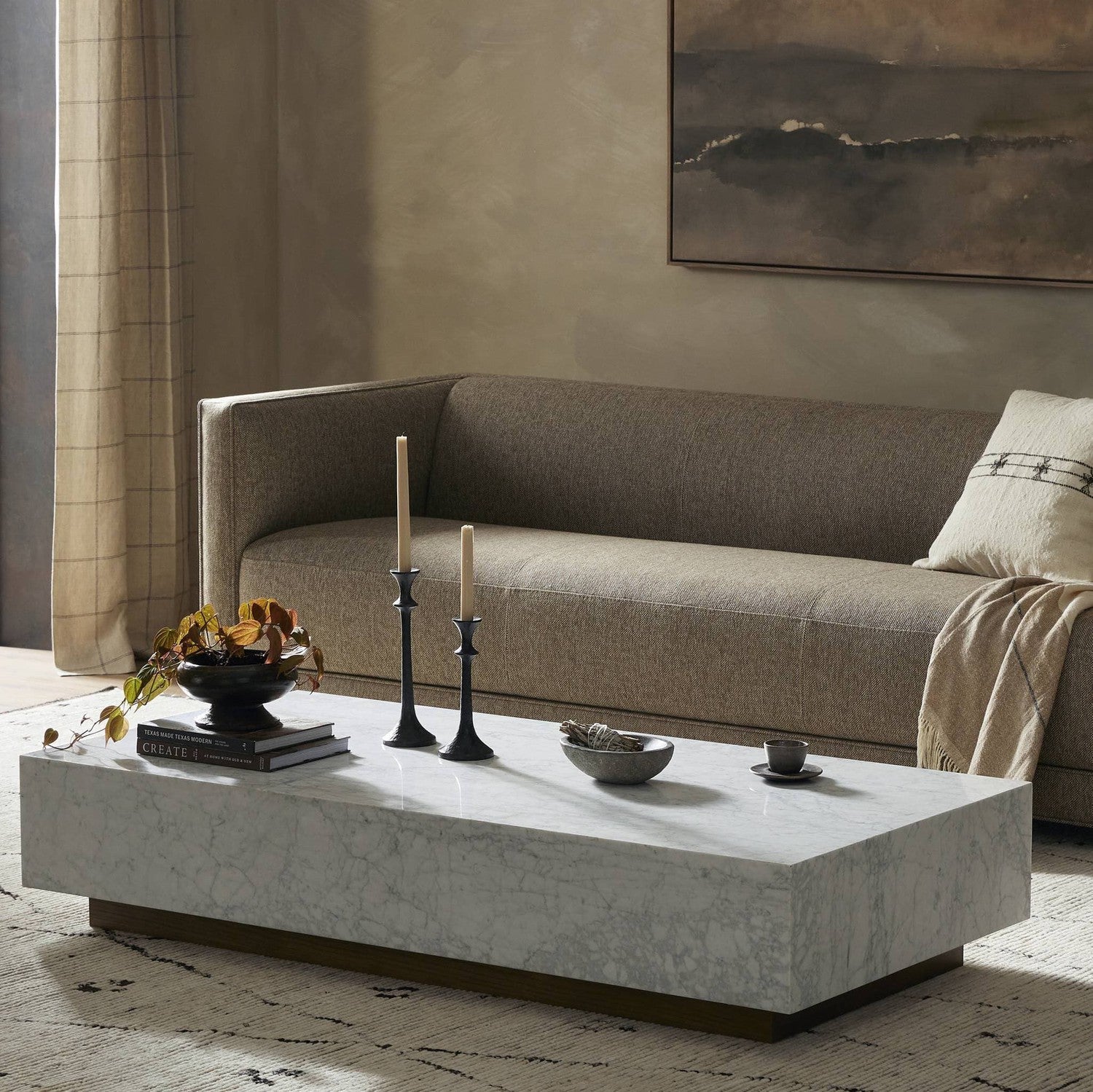 Masera Marble Coffee Table - White Carrara Marble