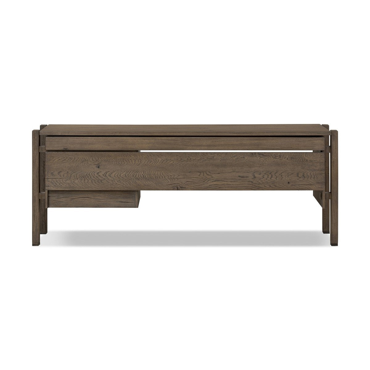 Marcela Desk - Grey Reclaimed French Oak - Grey, Brass