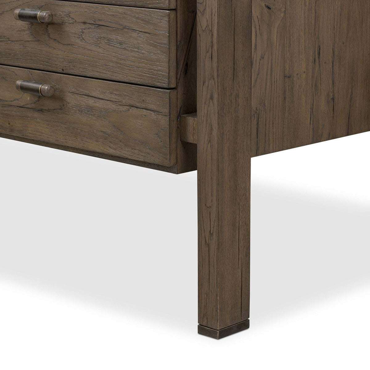 Marcela Desk - Grey Reclaimed French Oak - Grey, Brass