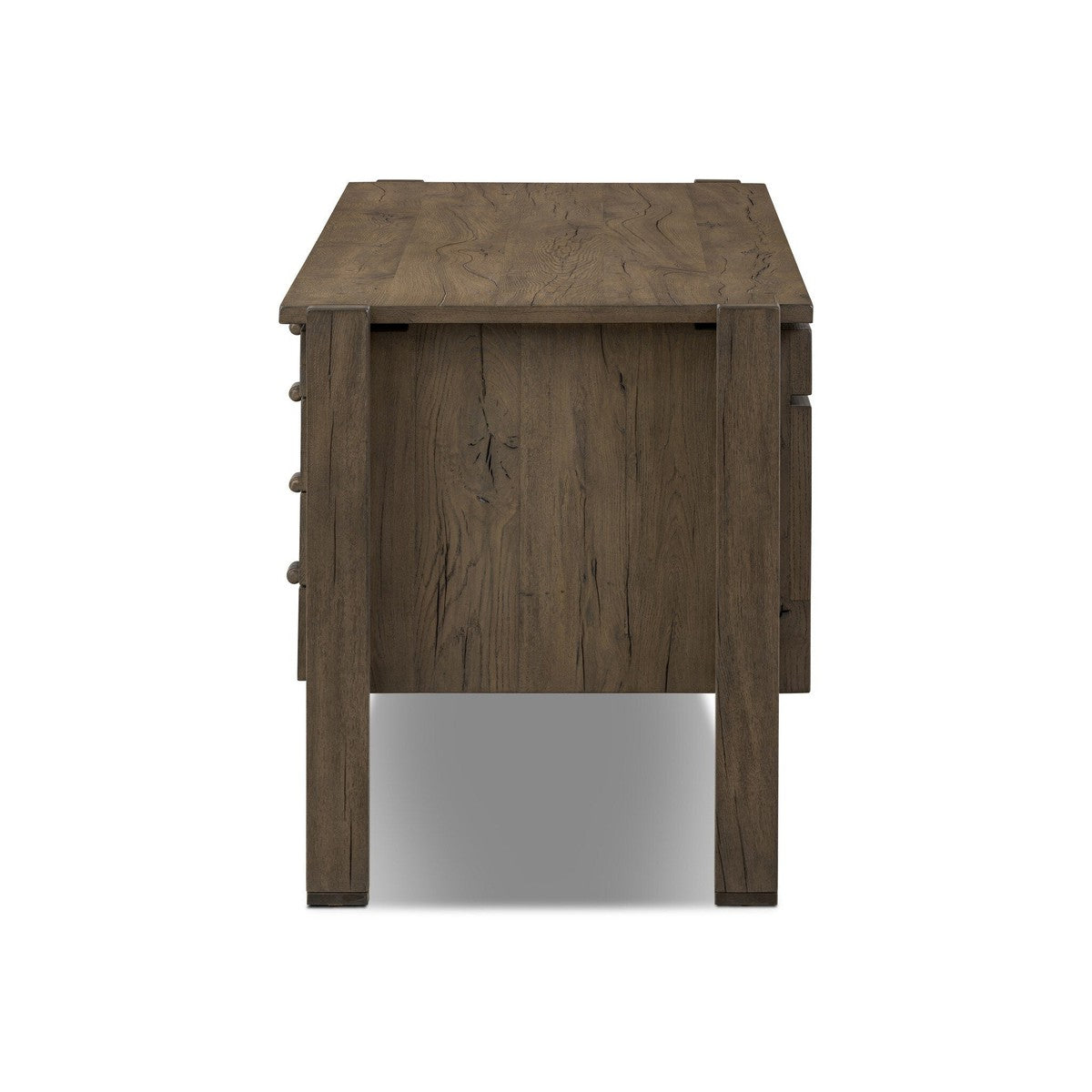 Marcela Desk - Grey Reclaimed French Oak - Grey, Brass