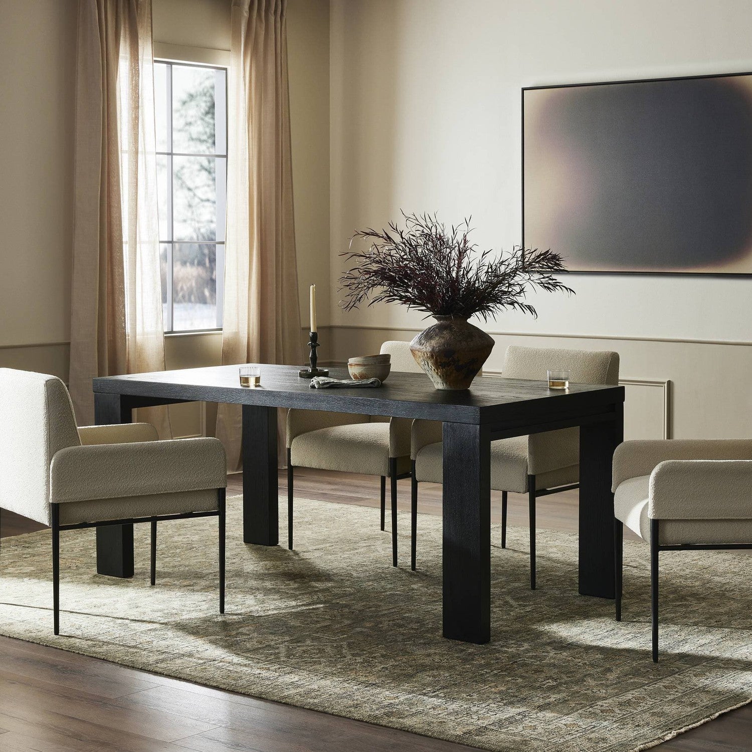 Millie Dining Table 72" - Drifted Matte Black Veneer