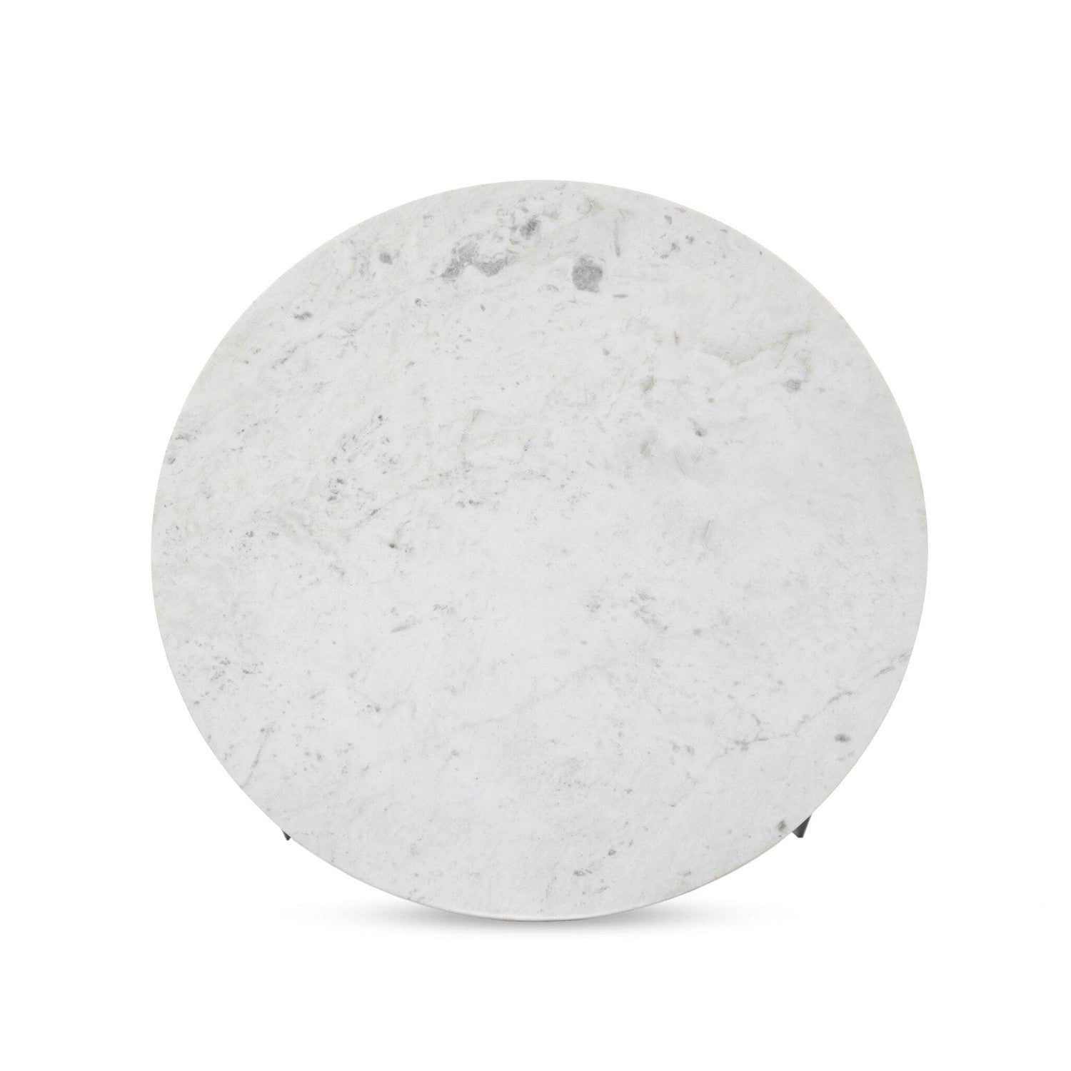 Marble Round Coffee Table With Iron - Polished White Marble