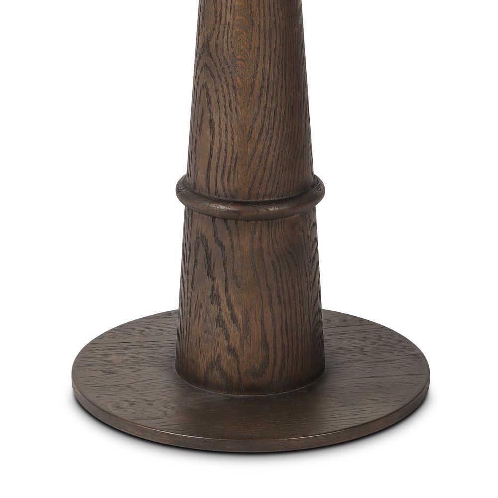 Alternate view of Goetz Counter Table, featuring honed finish, marble, oak wood, and a pedestal base.