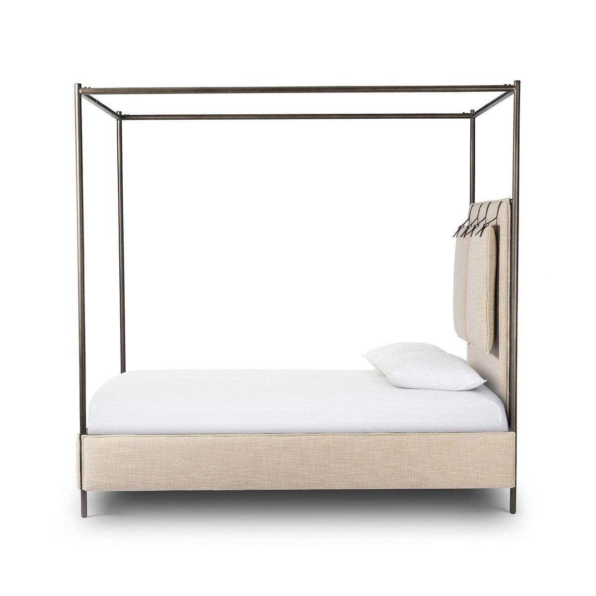 Leigh Canopy Bed - Palm Ecru - Beige, Black