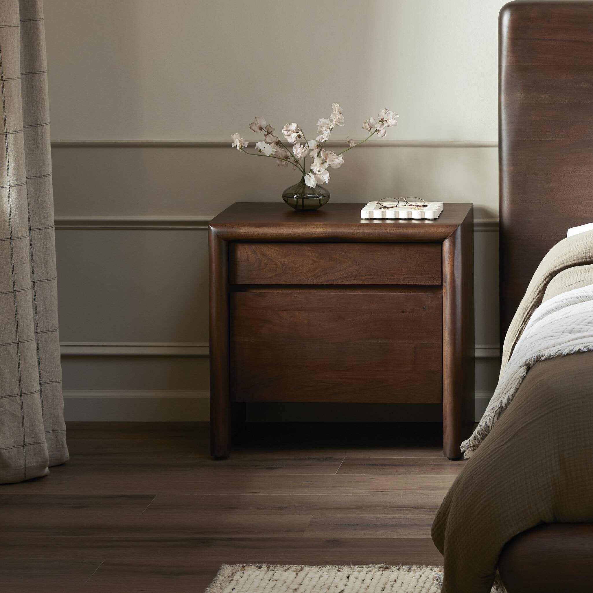 Nigel Nightstand - Rustic Brown Acacia - Brown