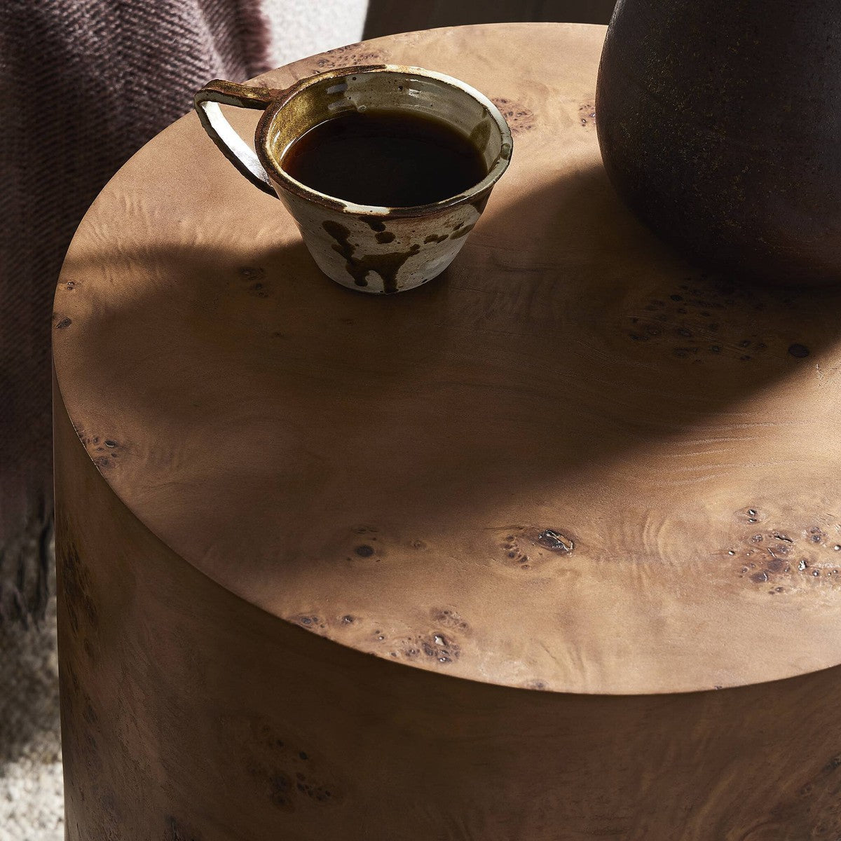 Caya End Table - Caramel Burl