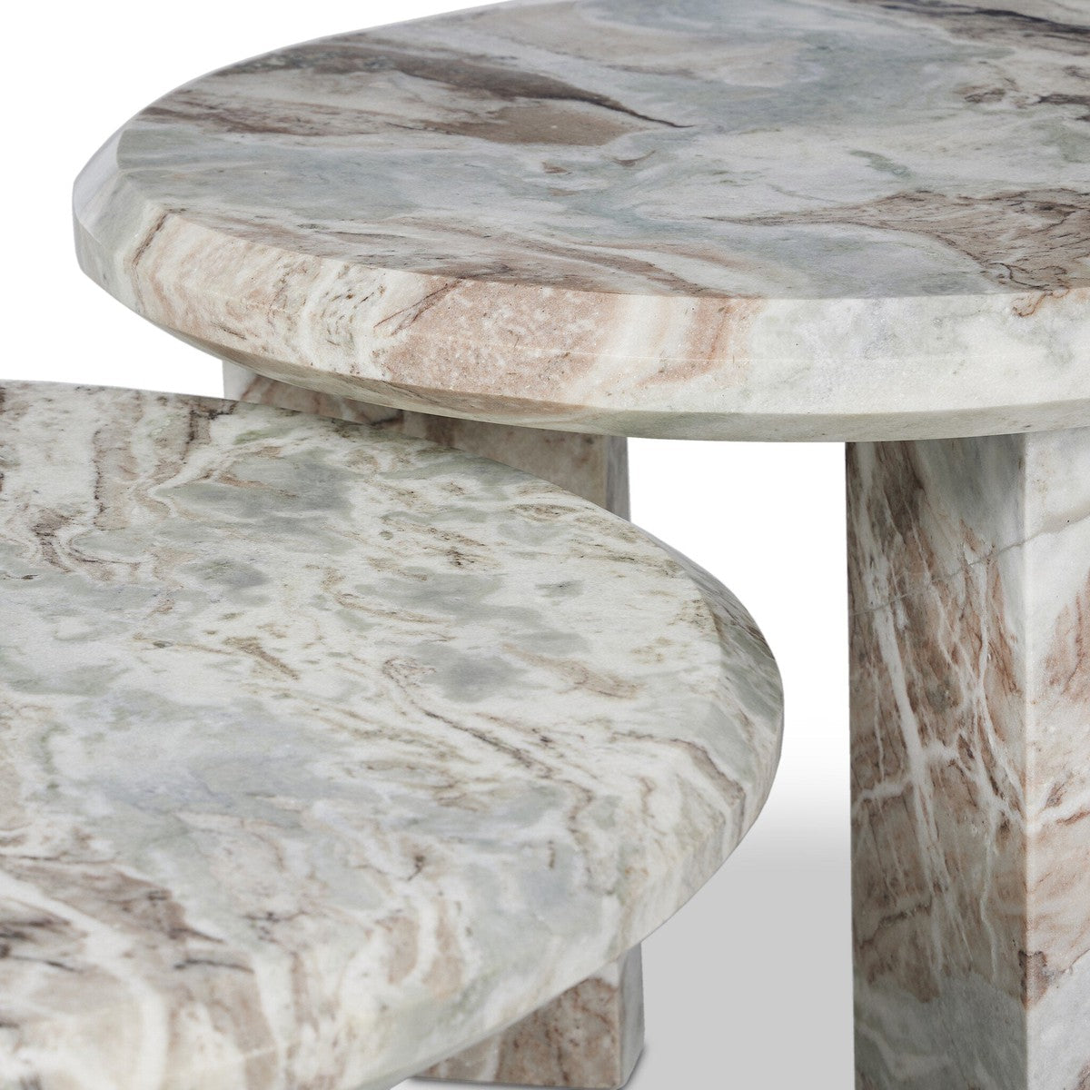 Dakota Nesting Coffee Table - Creamy Taupe Marble Solid - Taupe