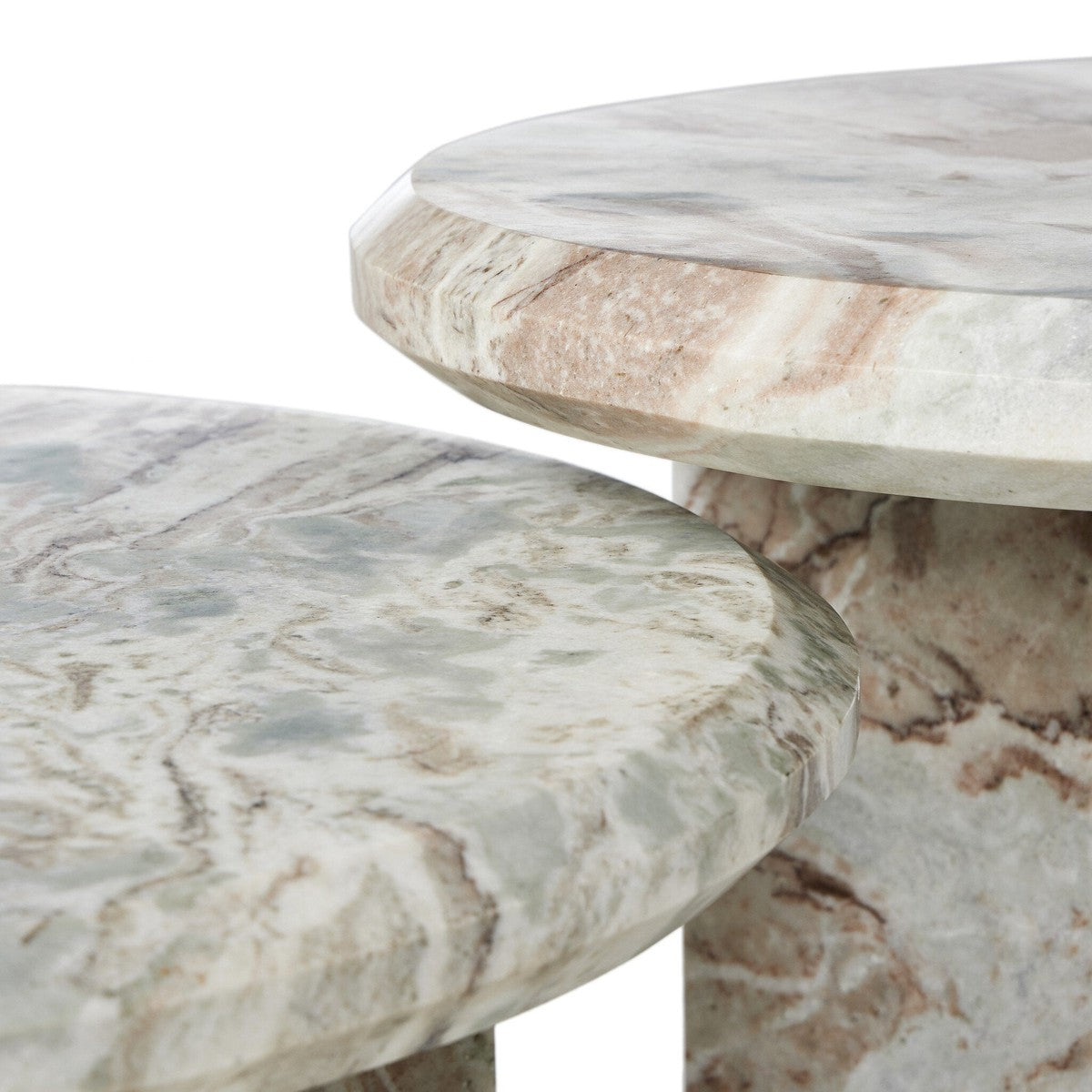 Dakota Nesting Coffee Table - Creamy Taupe Marble Solid - Taupe