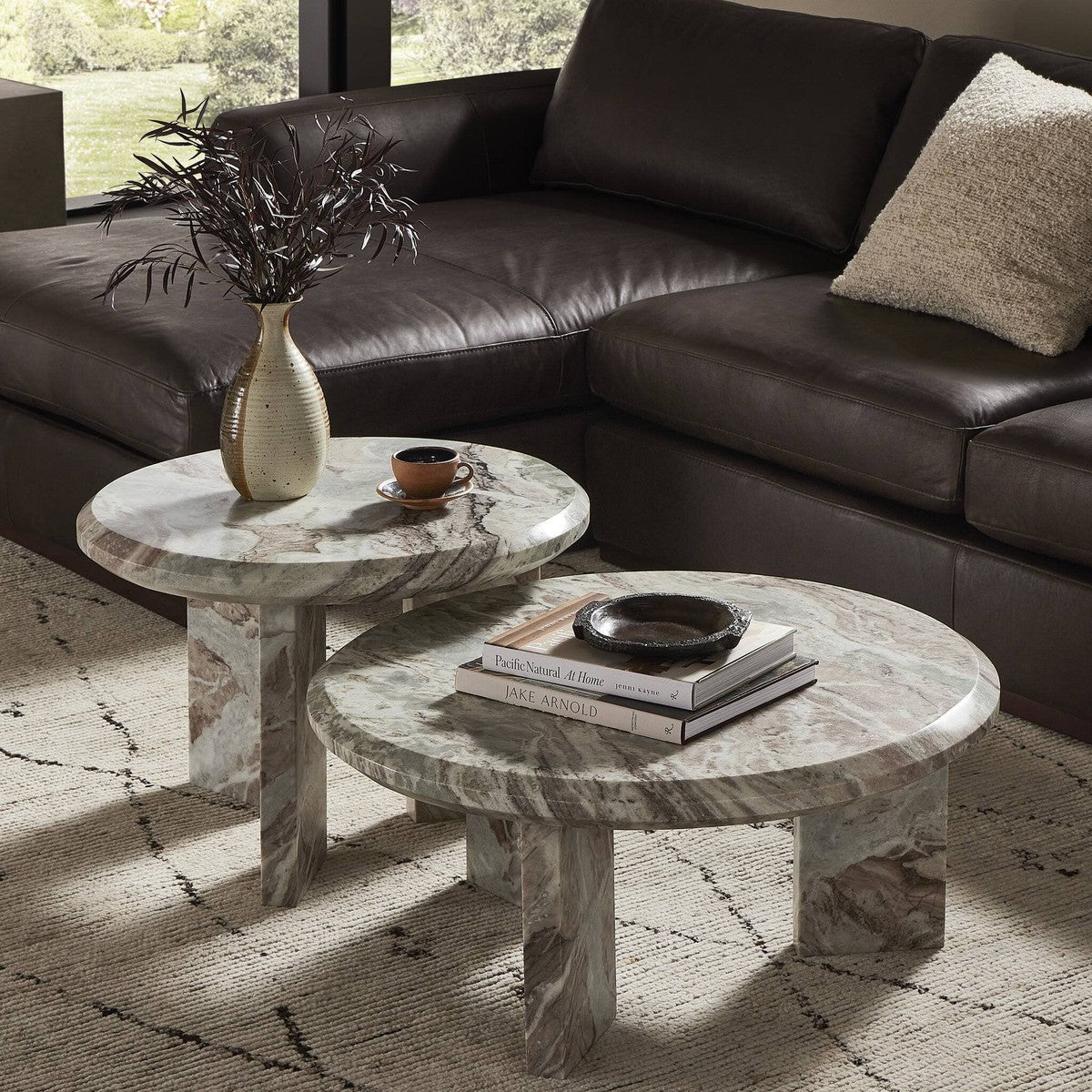 Dakota Nesting Coffee Table - Creamy Taupe Marble Solid - Taupe