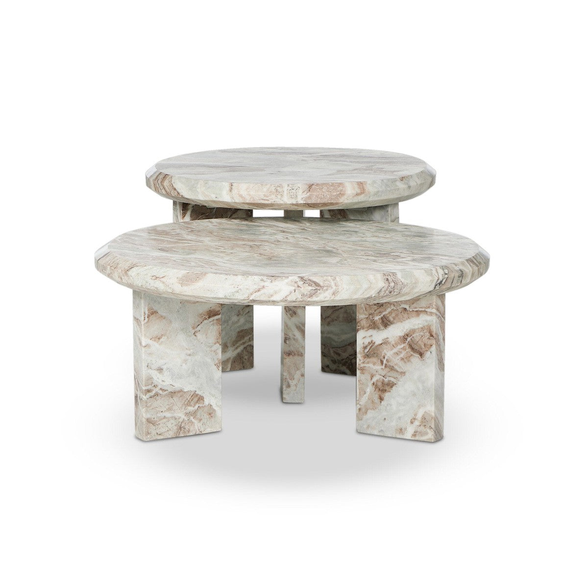 Dakota Nesting Coffee Table - Creamy Taupe Marble Solid - Taupe