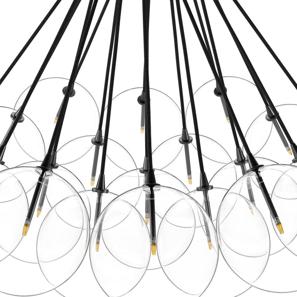 Alternate view of Nimbus Chandelier, featuring transparent finish, glass, metal, and a ceiling-mounted canopy.
