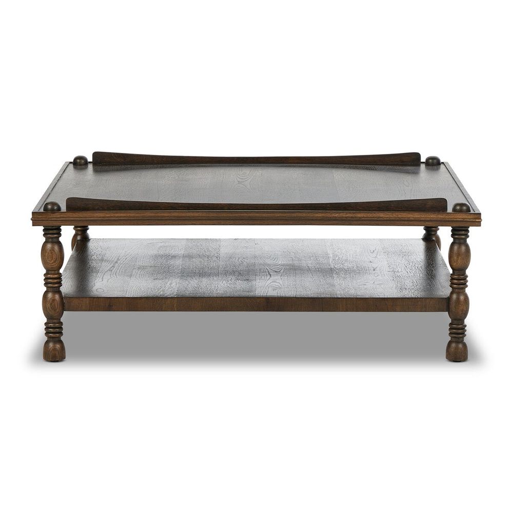 Alternate view of Umair Coffee Table: Espresso Oak, featuring stained finish, wood, oak, and lower open storage shelf.