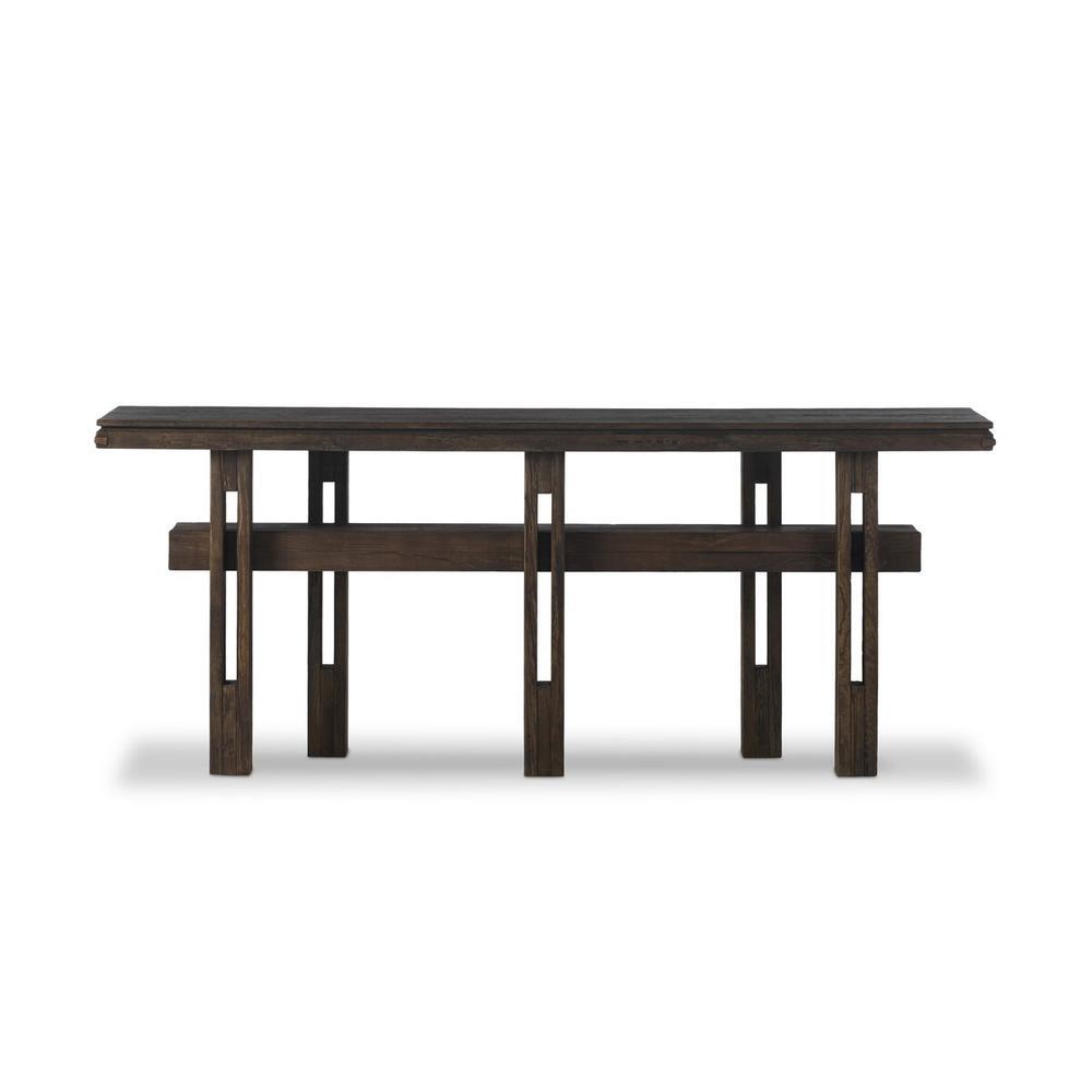 Contessa Console Table, shown in dark brown and espresso with wood, alder, and a long narrow console top.