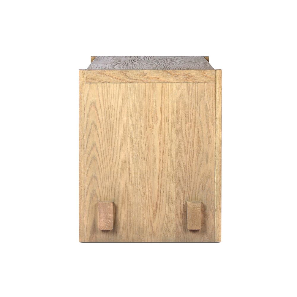 Alternate view of Aramis Nightstand, featuring oak veneer, engineered wood, and two full-width drawers.