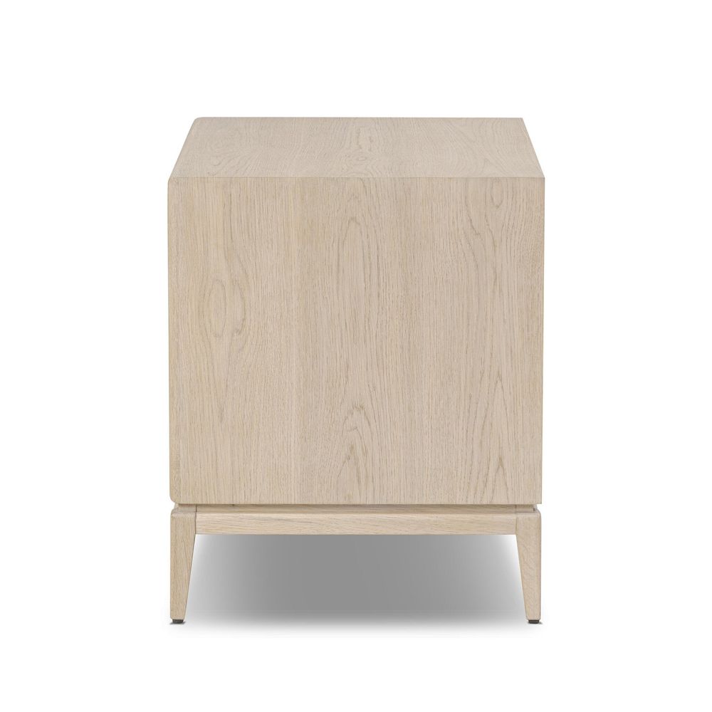 Additional view of Rosenell Closed Nightstand in light natural oak and warm beige.