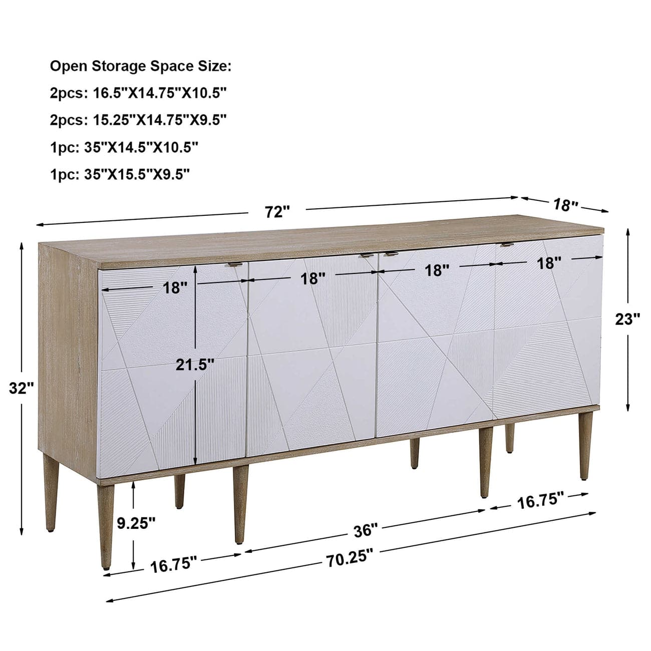 Tightrope 4 Door Modern Sideboard Cabinet-Uttermost-UTTM-25101-Sideboards & Credenzas-9-France and Son