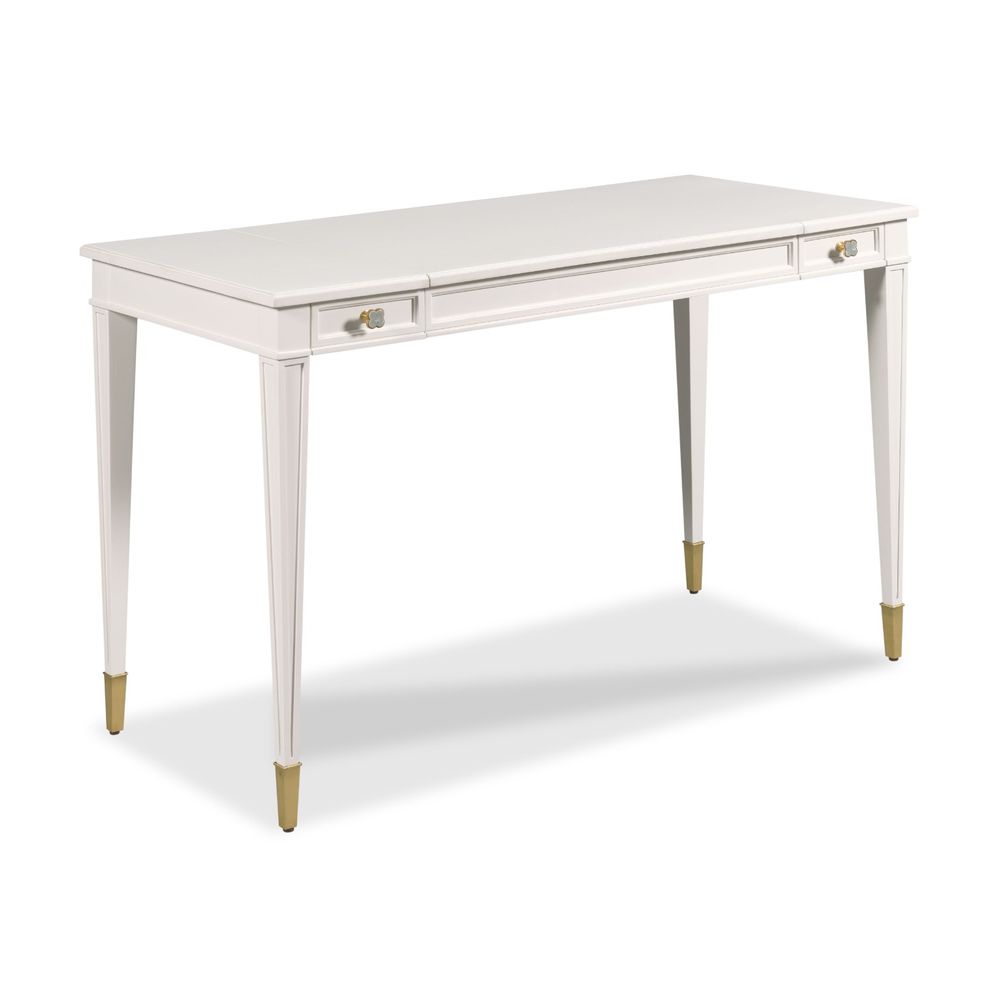 Alternate view of Elsa Makeup Vanity in white and brass gold.