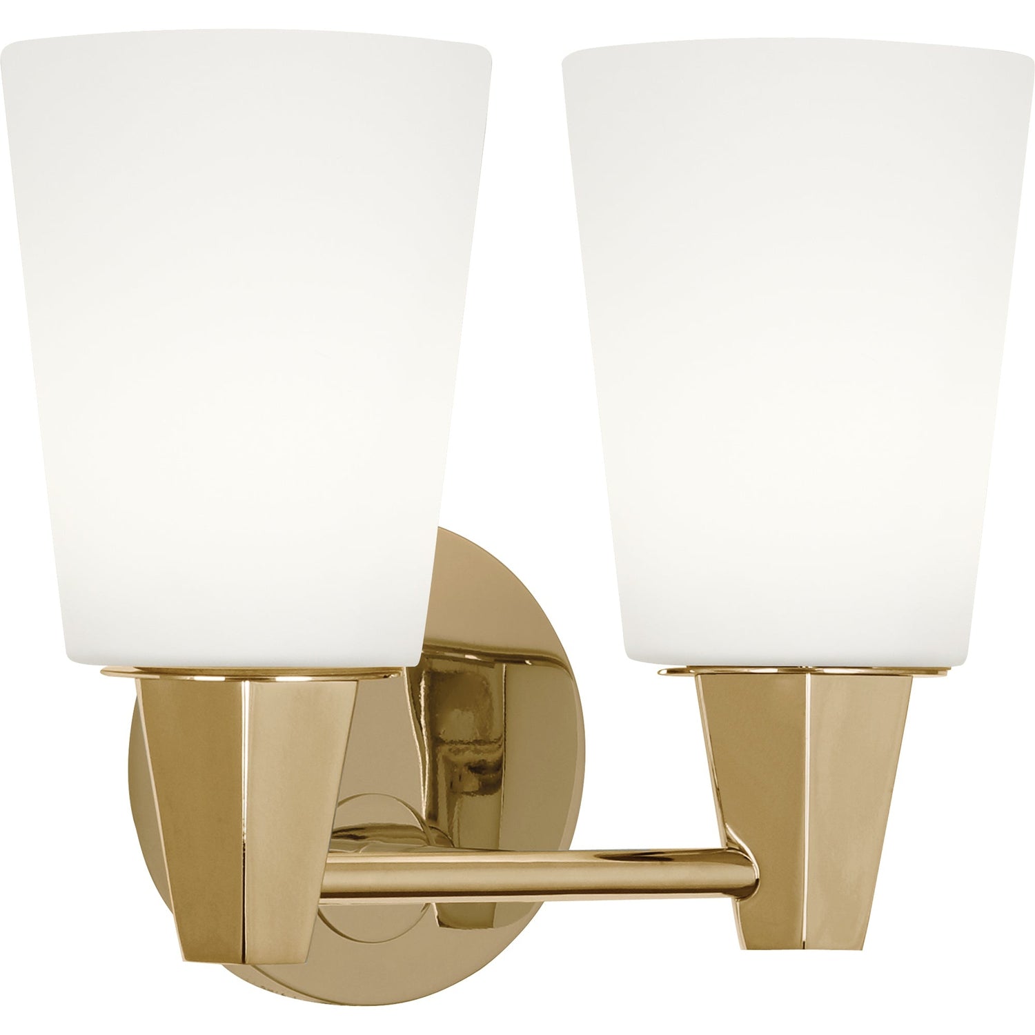 Wheatley Wall Sconce - Brass-Robert Abbey Fine Lighting-ABBEY-255F-Wall Lighting2 Lamps-White Glass Shades-4-France and Son