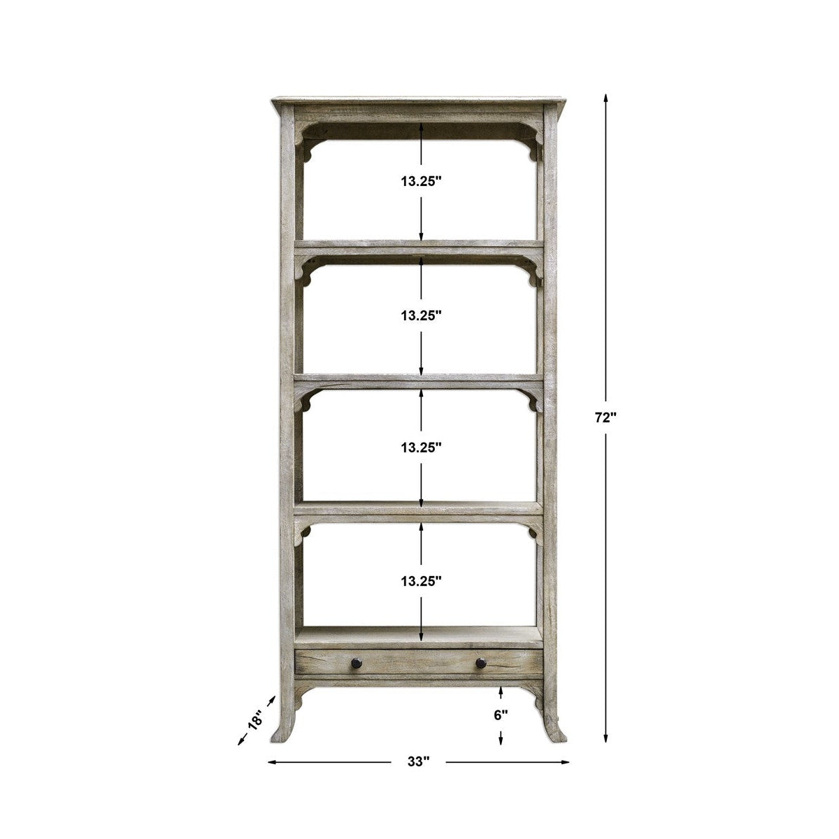 Bridgely Aged White Etagere-Uttermost-UTTM-25661-Bookcases & Cabinets-4-France and Son