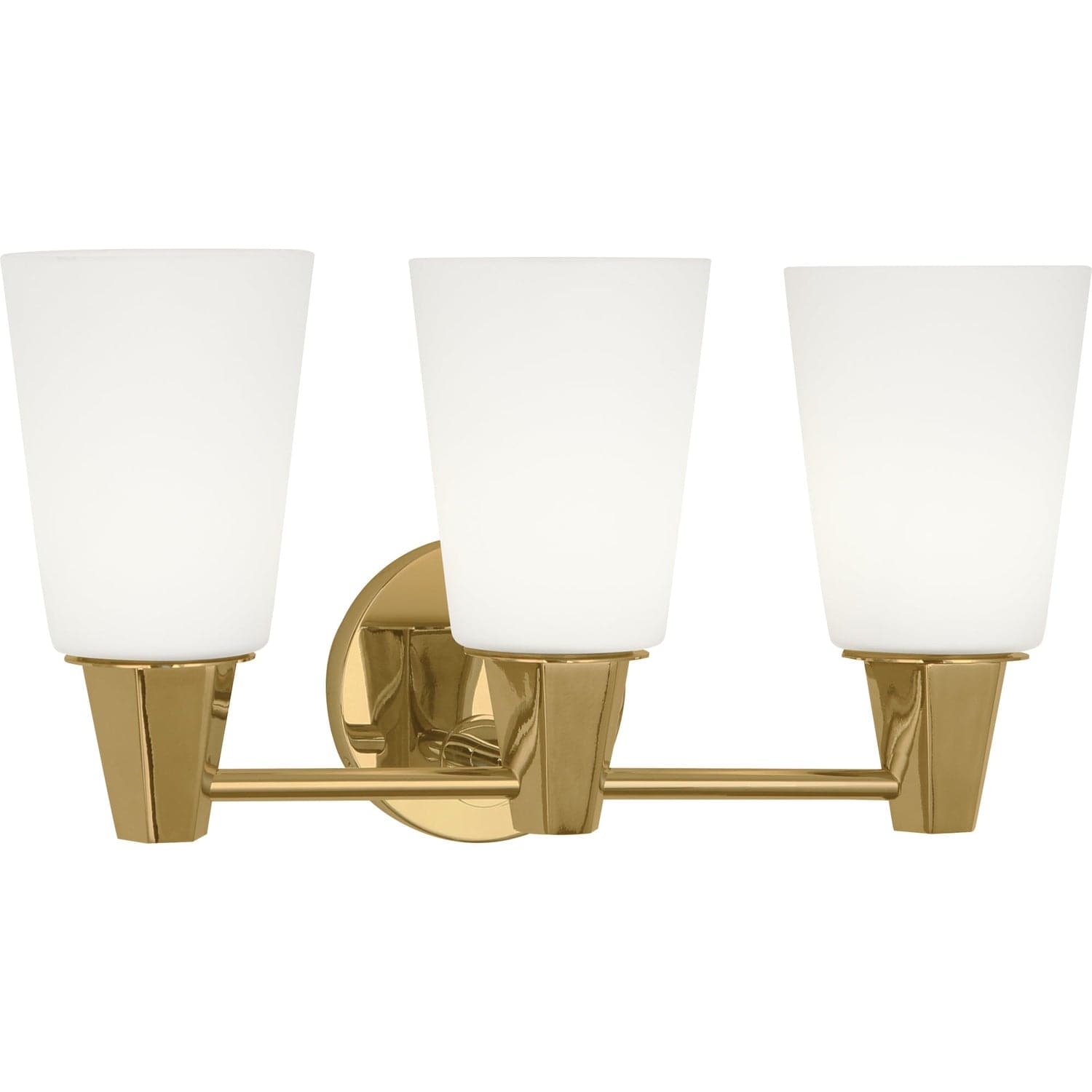 Wheatley Wall Sconce - Brass-Robert Abbey Fine Lighting-ABBEY-256F-Wall Lighting3 Lamps-White Glass Shades-6-France and Son