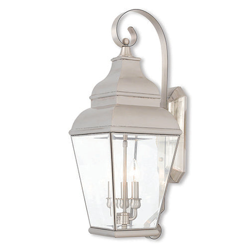 Exeter 3 Light Outdoor Wall Lantern-Livex Lighting-LIVEX-2593-91-Wall LightingBrushed Nickel-4-France and Son