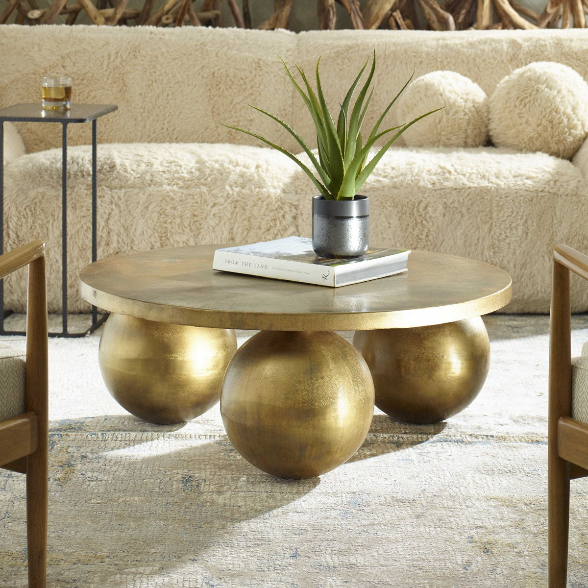 Triplet Antique Brass Coffee Table-Uttermost-UTTM-26000-Coffee Tables-2-France and Son