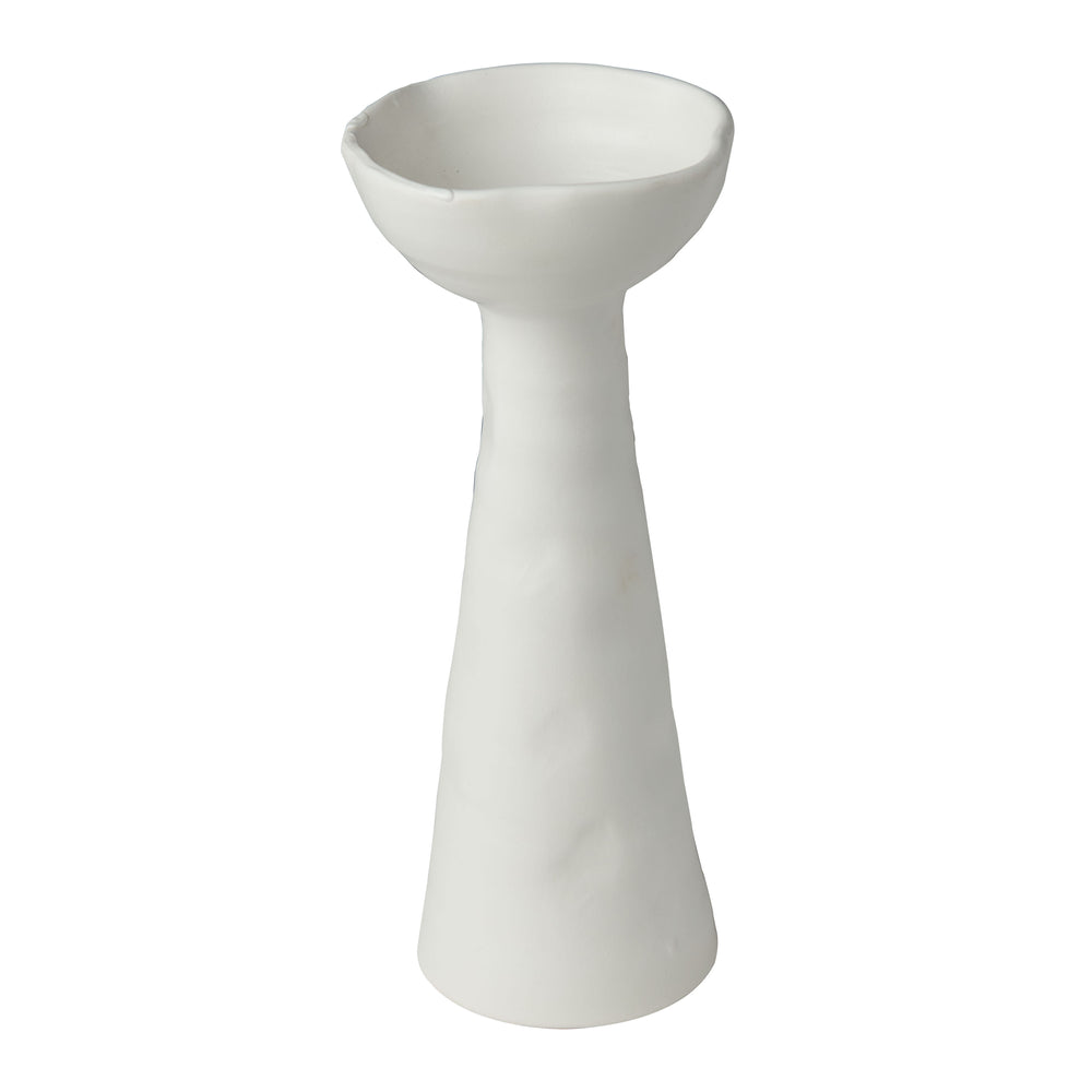 Laguna Candlestick, Matte White/ Shiny Blue, Large-ABIGAILS-ABIGAILS-260262-Candle HoldersWhite-1-France and Son