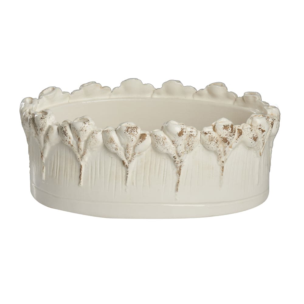 Les Fleur Oval Centerpiece-ABIGAILS-ABIGAILS-260271-Decorative ObjectsLarge-Ivory-2-France and Son