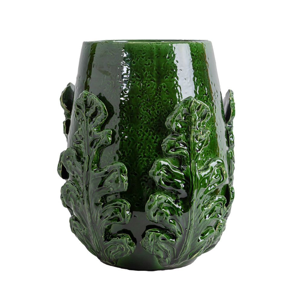 Greco Short Vase, Green Leaves-ABIGAILS-ABIGAILS-260284-Vases-1-France and Son