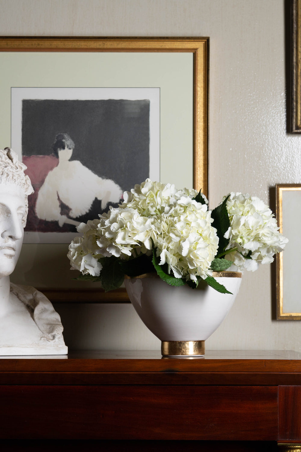 White Footed Bowl w/ Matte Gold - Small-ABIGAILS-ABIGAILS-260286-Decorative Objects-2-France and Son