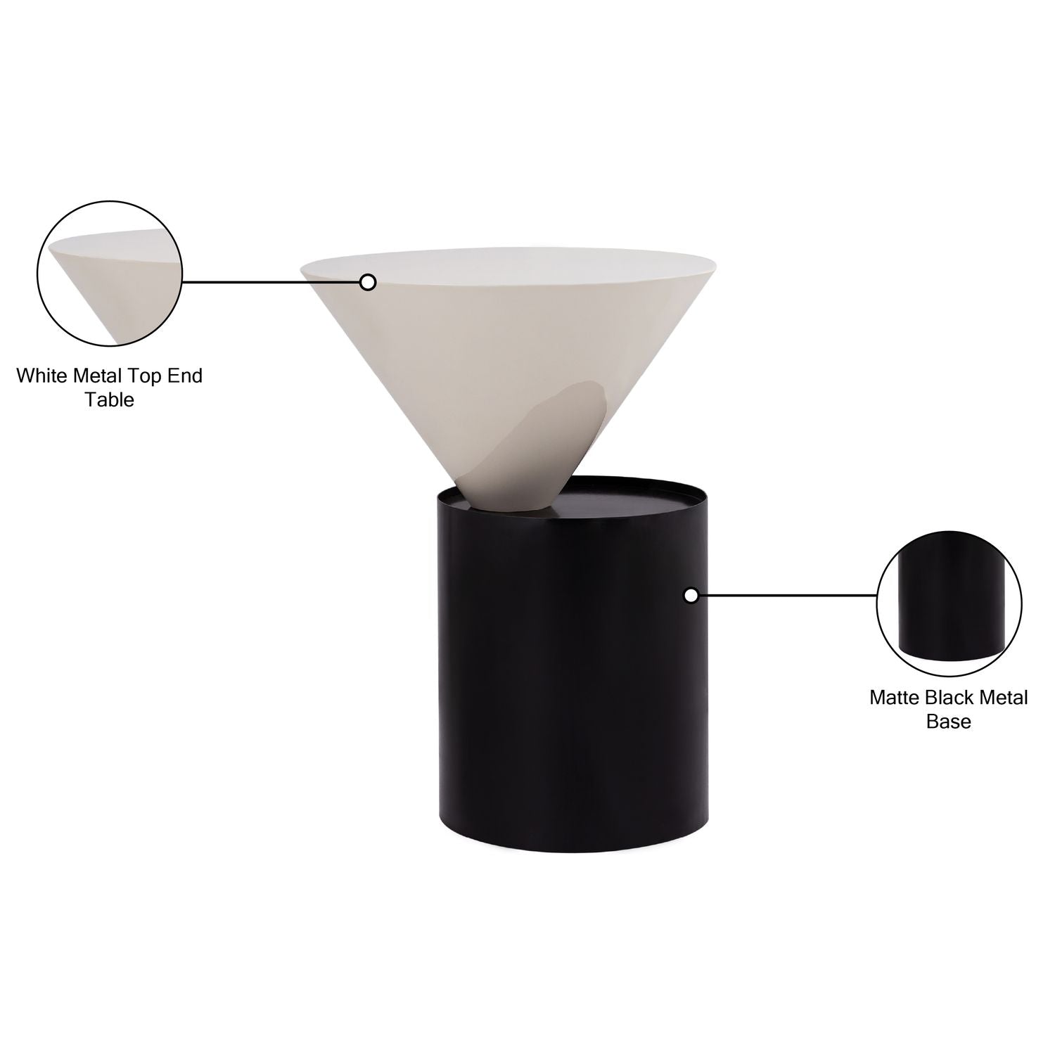 Damon Iron End Table — White / Black
