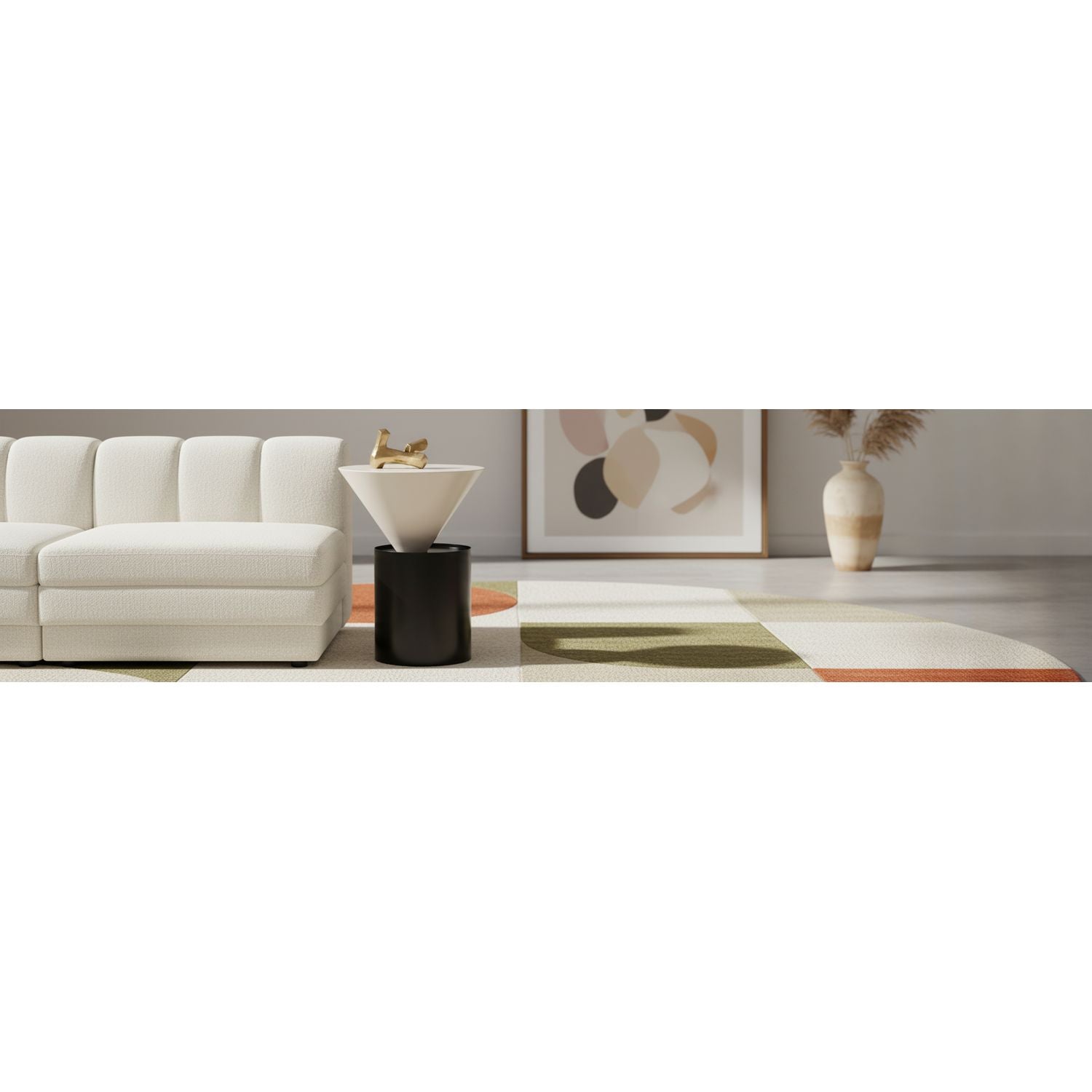 Damon Iron End Table — White / Black