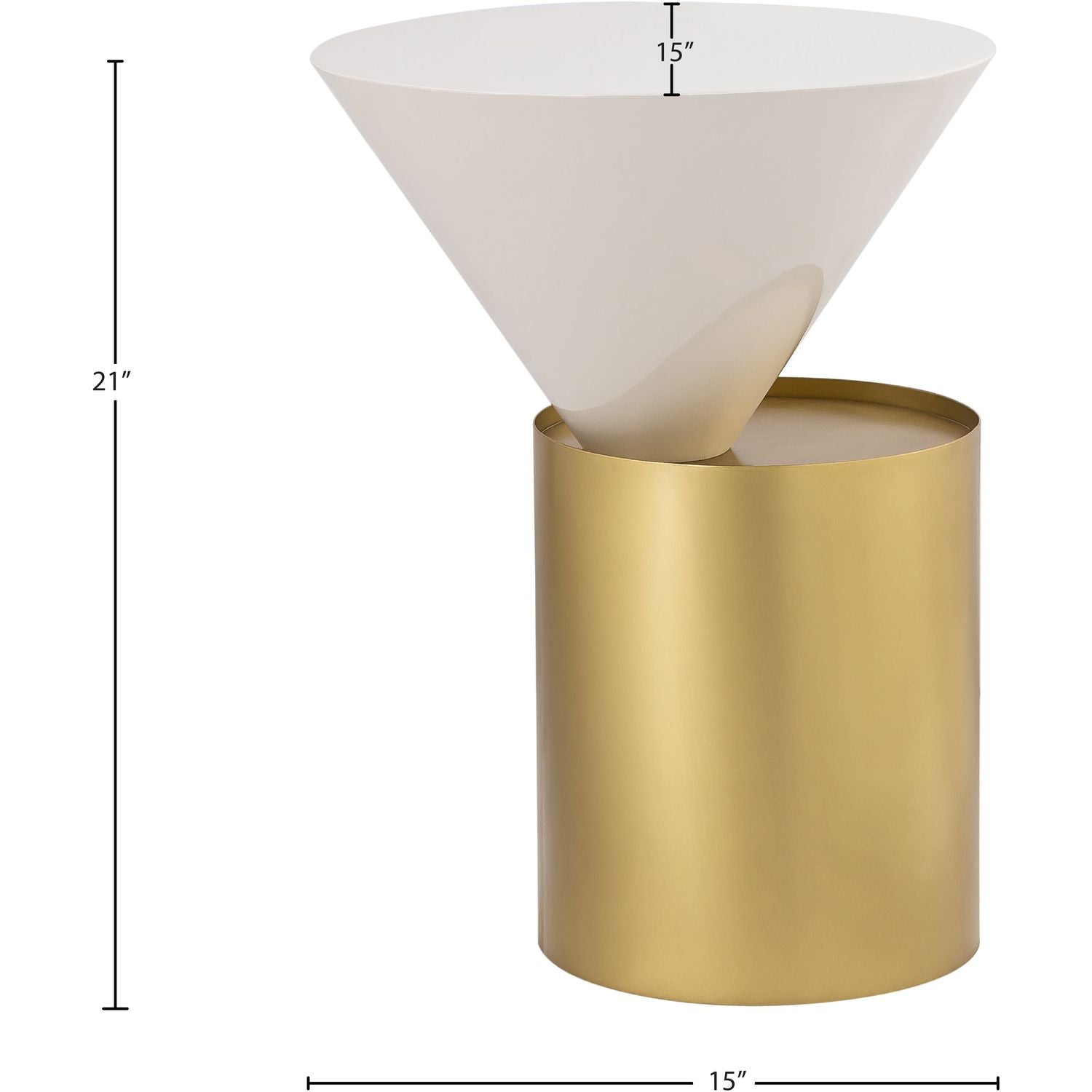 Damon Iron End Table — White / Brushed Brass