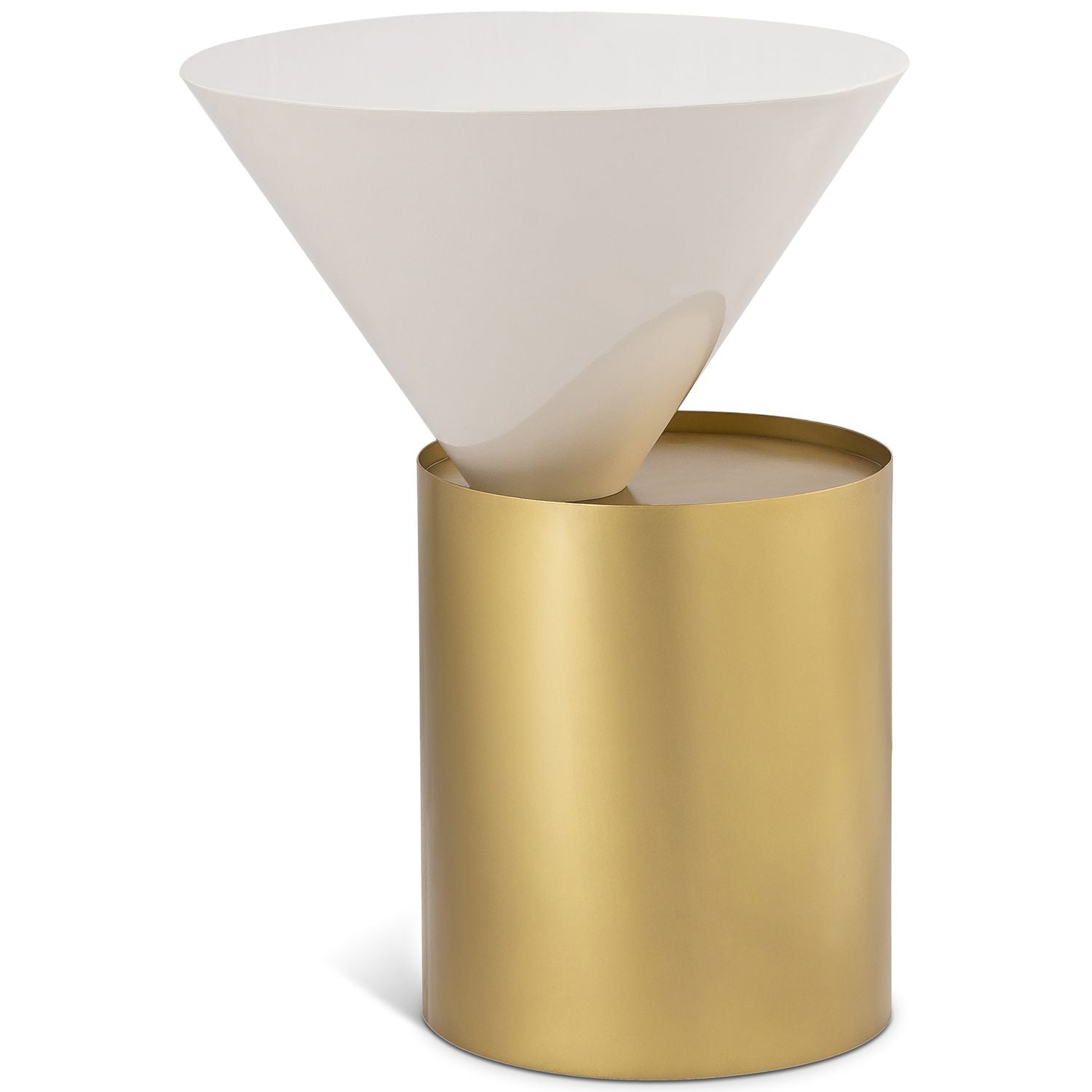 Damon Iron End Table — White / Brushed Brass