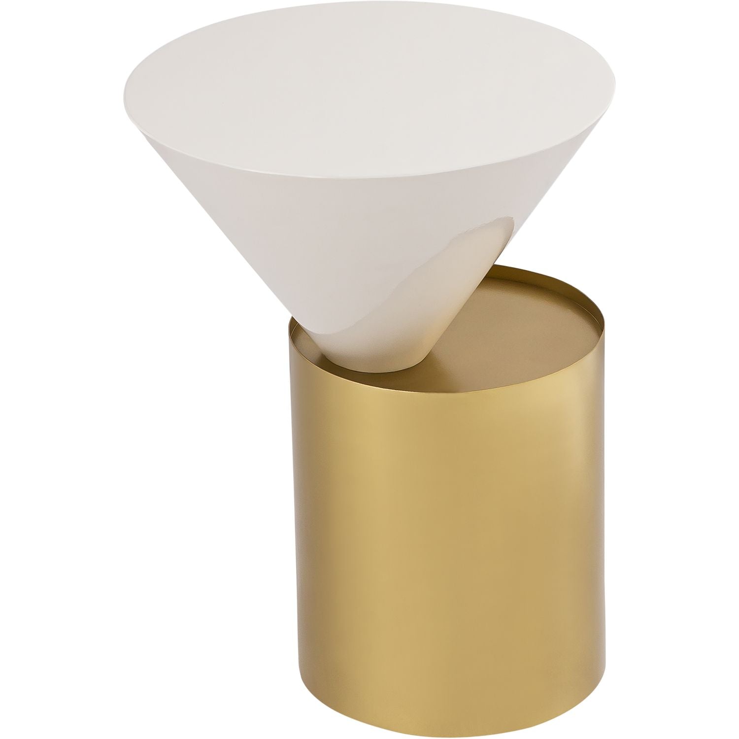Damon Iron End Table — White / Brushed Brass