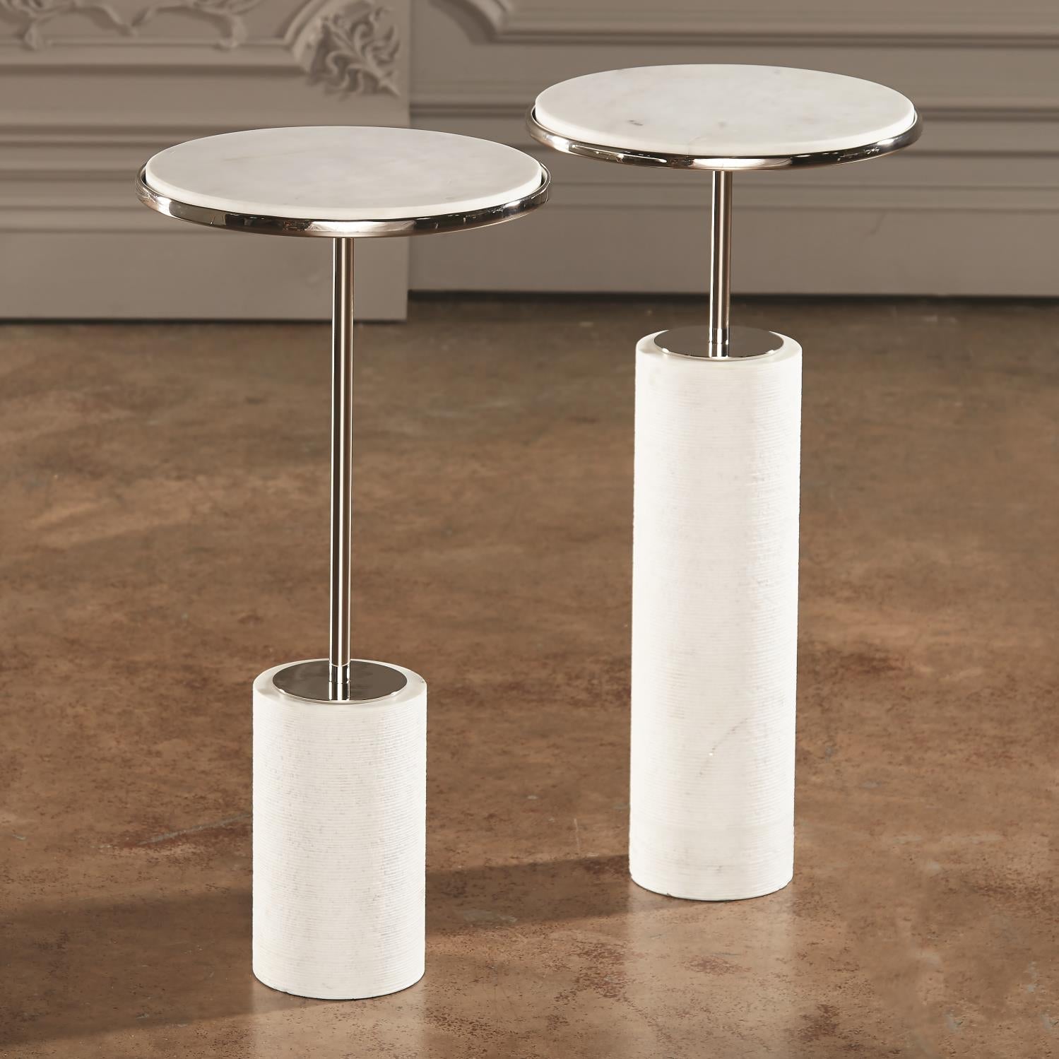 Tall Cored Marble Table-Global Views-GVSA-9.93070-Side TablesTall-Nickel-3-France and Son