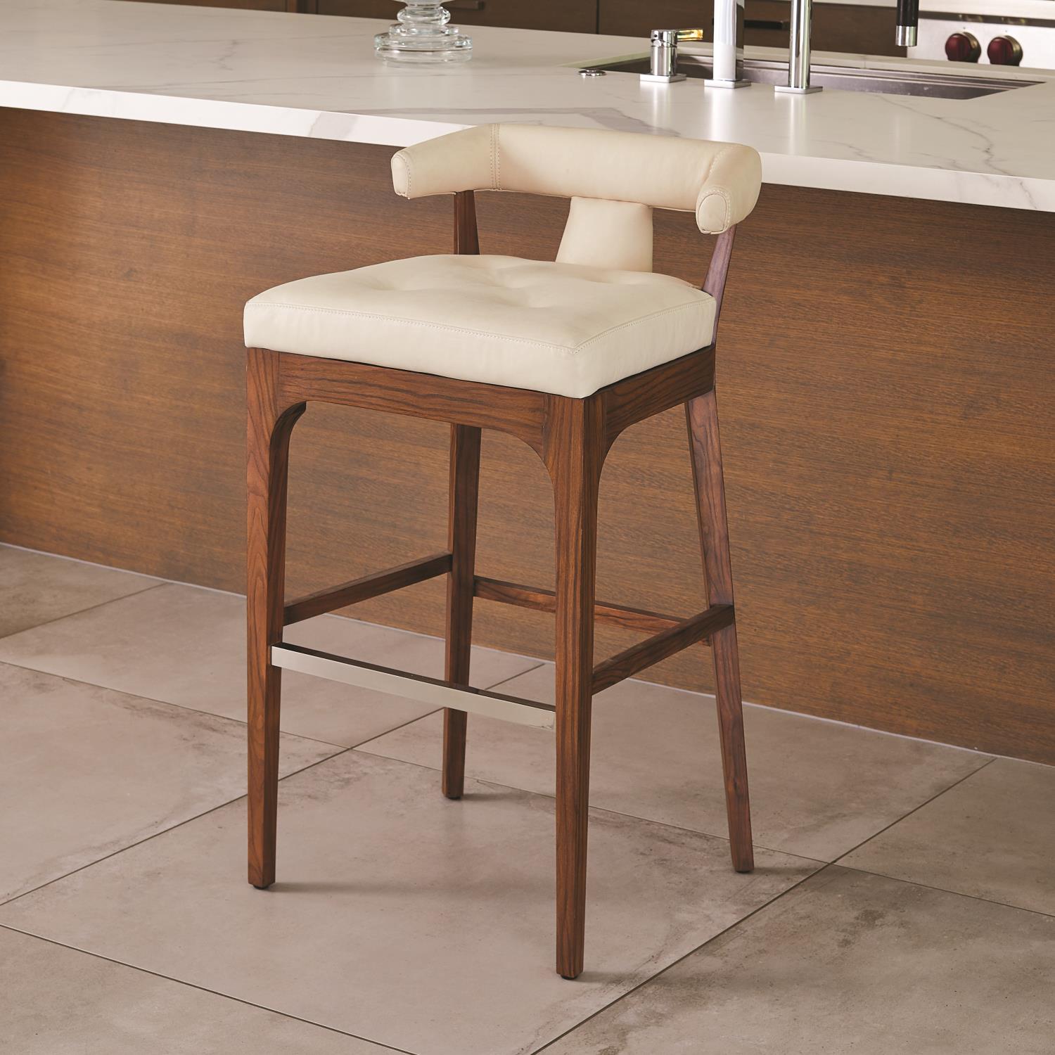 Moderno Bar Stool-Global Views-Bar StoolsIvory Marble Leather-1-France and Son