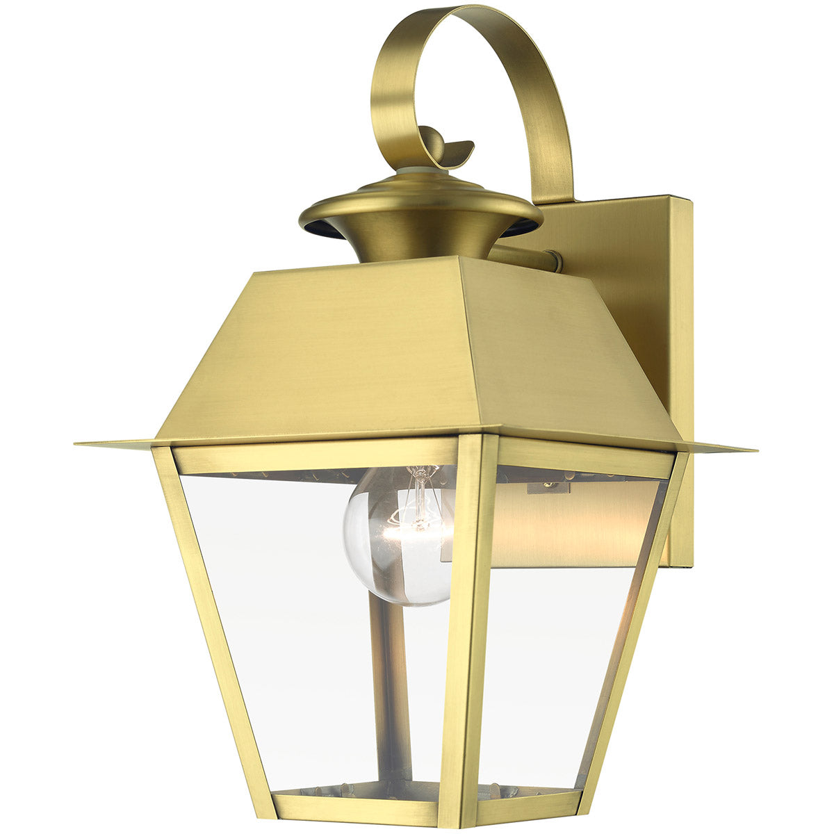 Wentworth 1 Light Outdoor Small Wall Lantern-Livex Lighting-LIVEX-27212-08-Outdoor Post LanternsNatural Brass-1-France and Son