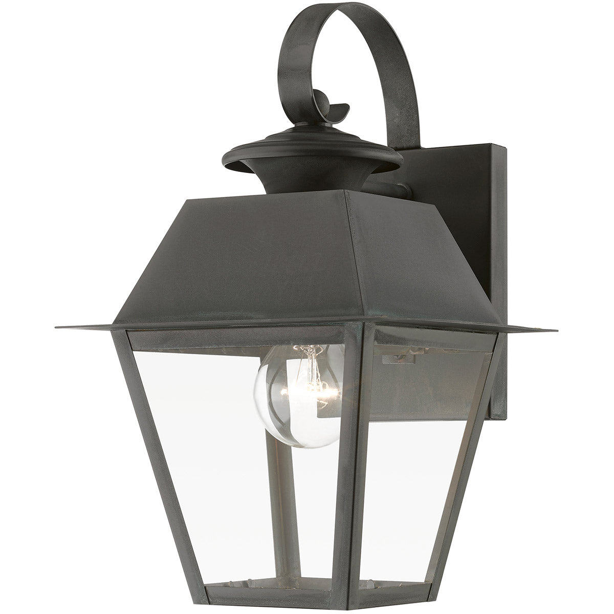 Wentworth 1 Light Outdoor Small Wall Lantern-Livex Lighting-LIVEX-27212-61-Outdoor Post LanternsCharcoal-2-France and Son