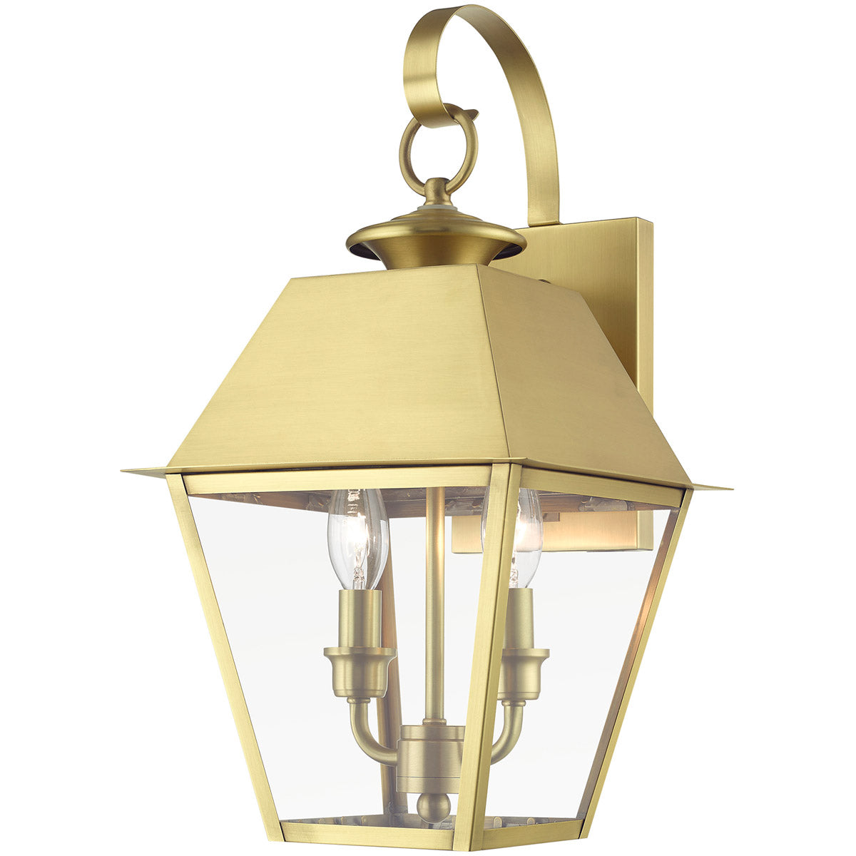 Wentworth 2 Light 17 inch Outdoor Wall Lantern-Livex Lighting-LIVEX-27215-08-Outdoor Post LanternsNatural Brass-1-France and Son