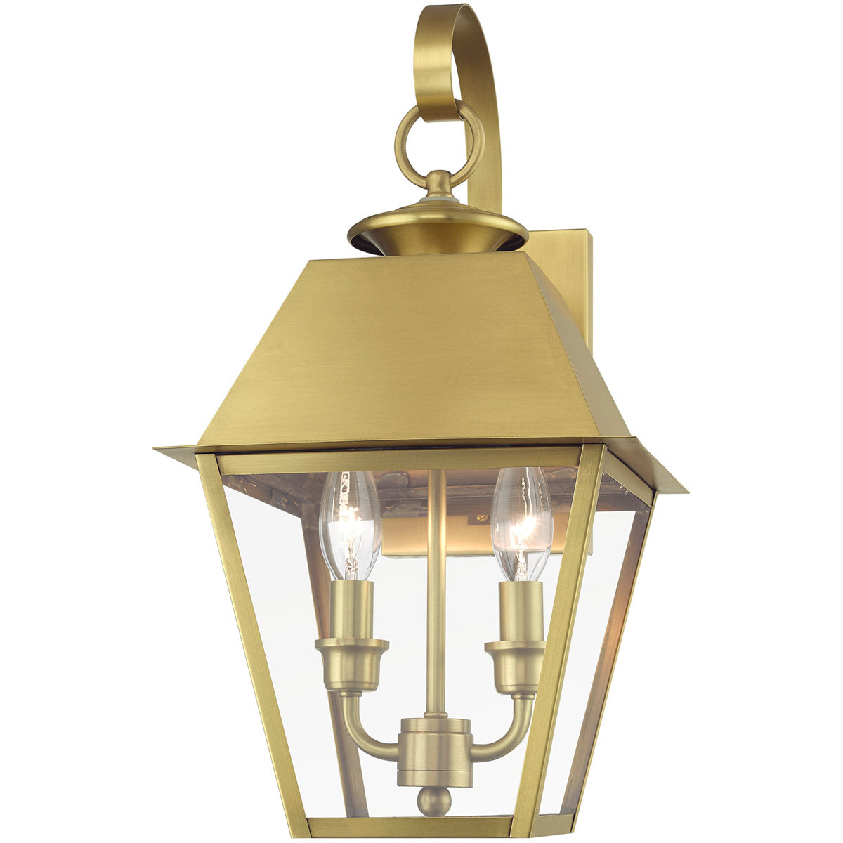 Wentworth 2 Light 17 inch Outdoor Wall Lantern-Livex Lighting-LIVEX-27215-08-Outdoor Post LanternsNatural Brass-3-France and Son