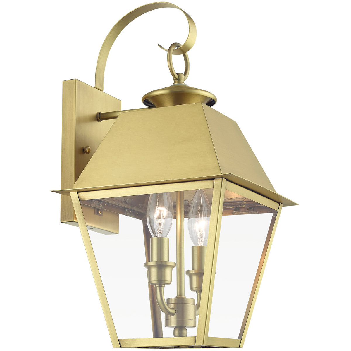 Wentworth 2 Light 17 inch Outdoor Wall Lantern-Livex Lighting-LIVEX-27215-08-Outdoor Post LanternsNatural Brass-4-France and Son