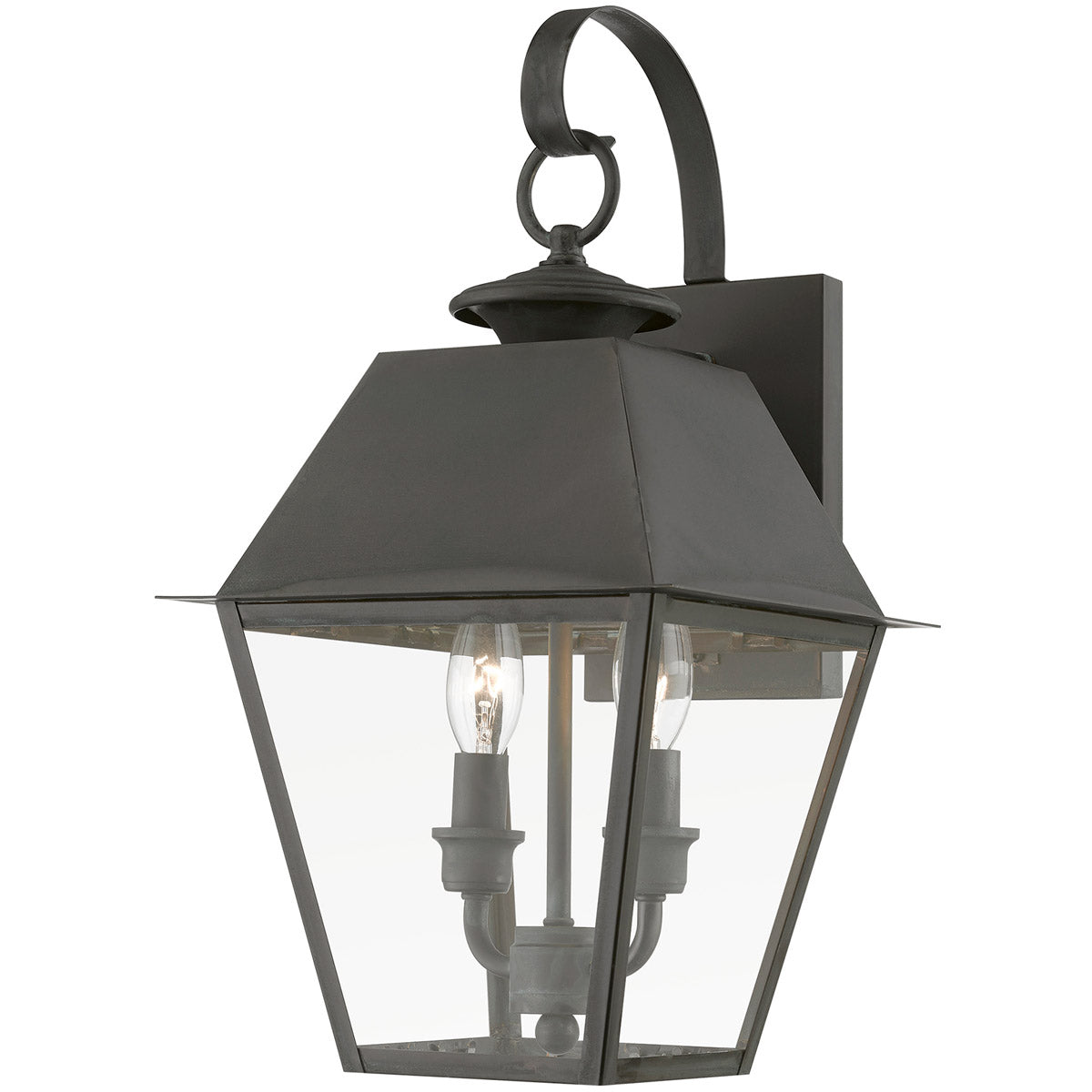 Wentworth 2 Light 17 inch Outdoor Wall Lantern-Livex Lighting-LIVEX-27215-61-Outdoor Post LanternsCharcoal-5-France and Son